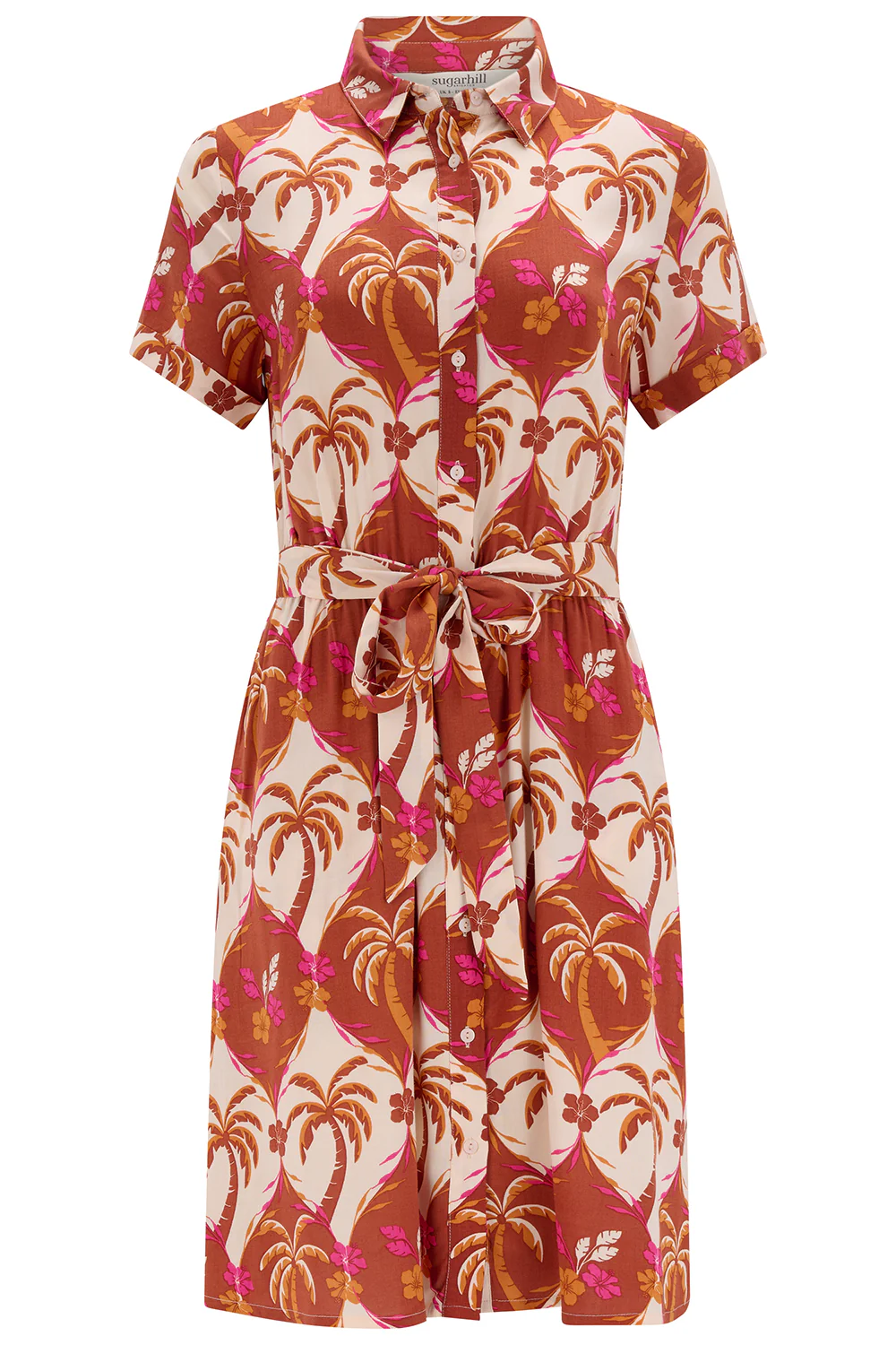 Aileen Mini Shirt Dress - Browns, Palm Waves Tile - Image 7