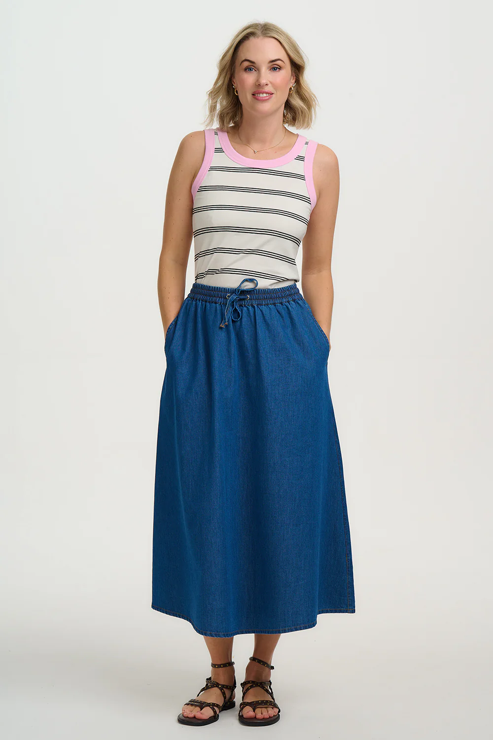 Allegra Midi Skirt - Deep Blue Denim - Image 2