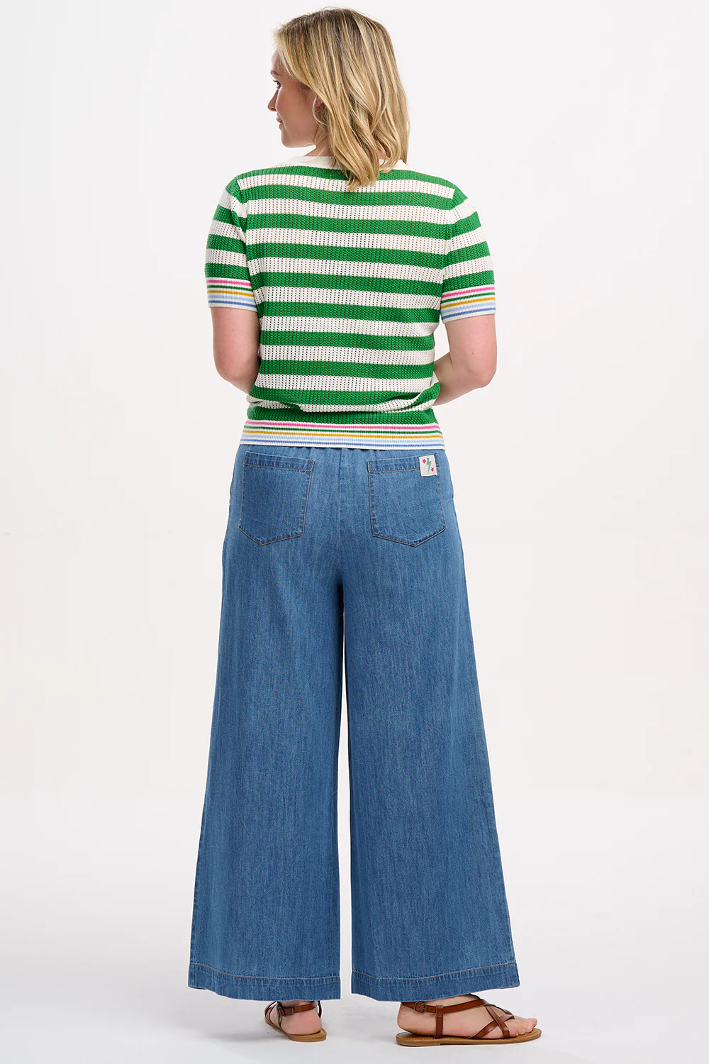 Arden Knit Top - Green/Off-White, Rainbow Tipping - Image 3