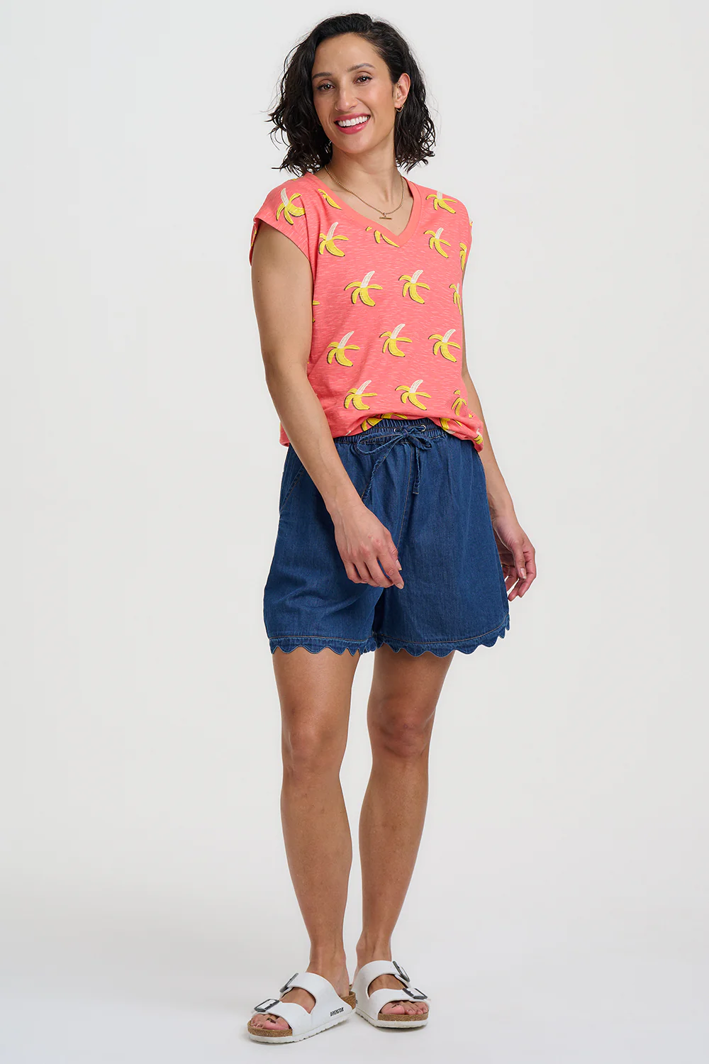 Ariana V-Neck Tank T-Shirt - Orange, Banana Split - Image 3