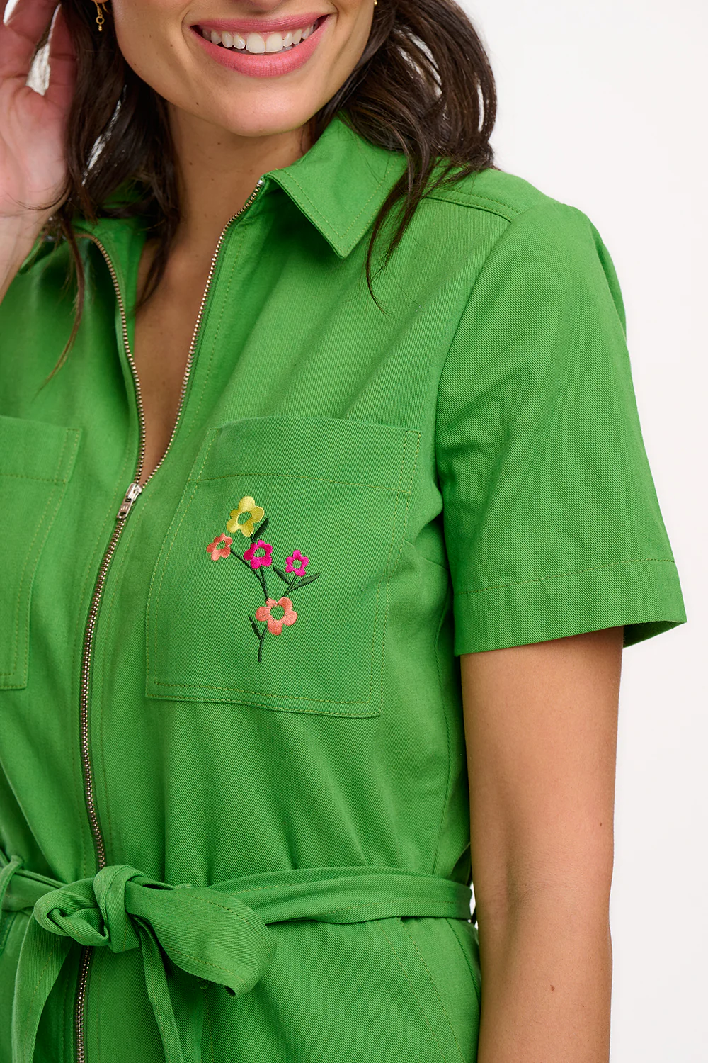 Billy Boilersuit - Green, Rainbow Flowers - Image 2