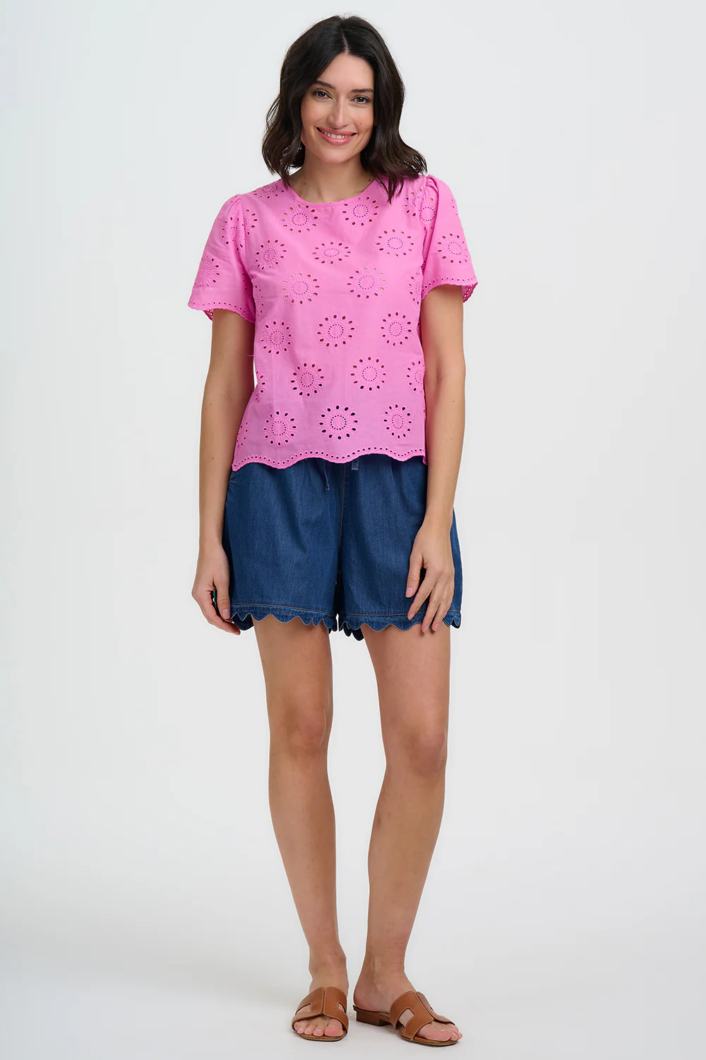 Bonita Broderie Anglaise Top - Pink - Image 3
