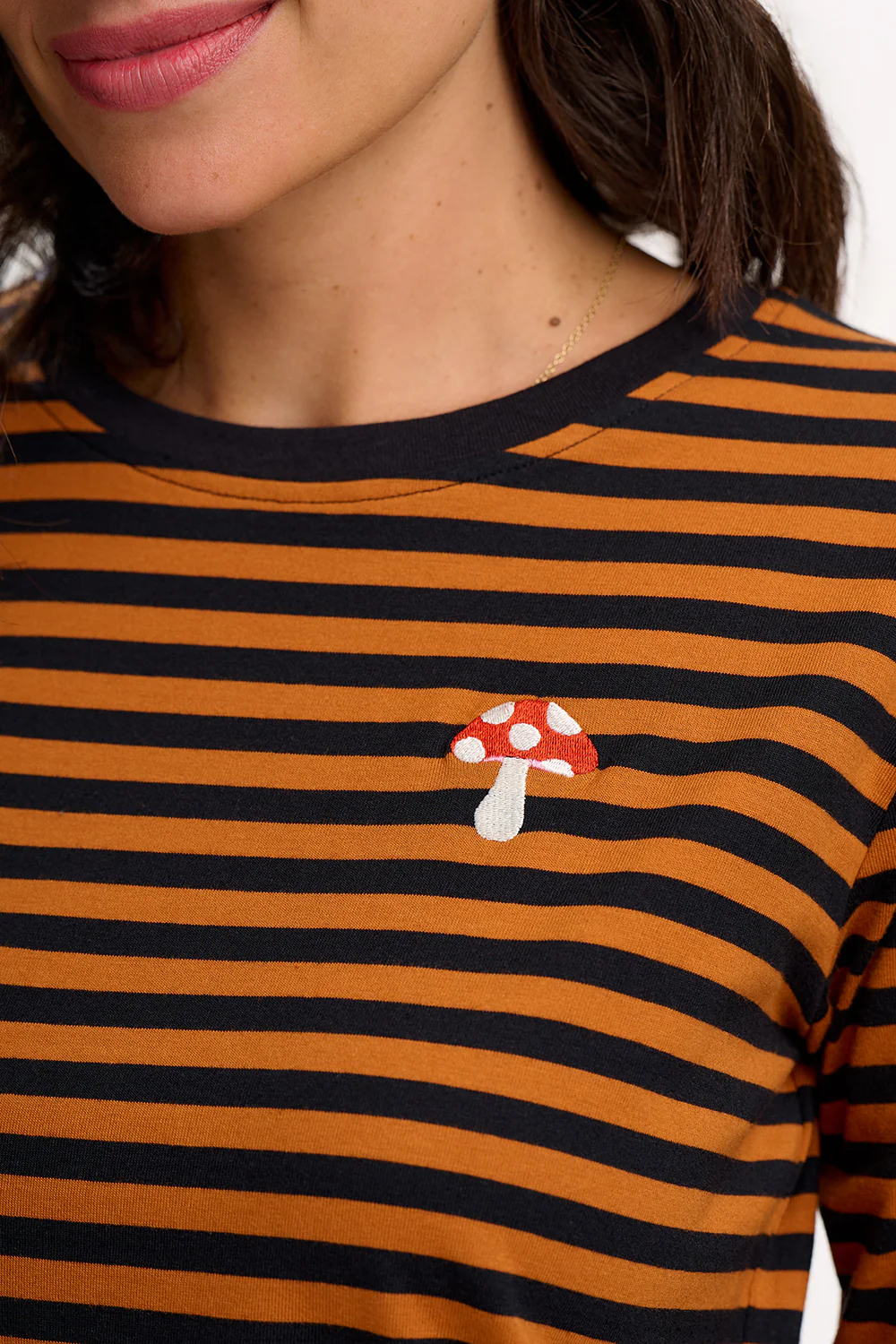 Brunswick Jersey Top - Brown/Black, Mushroom - Image 2