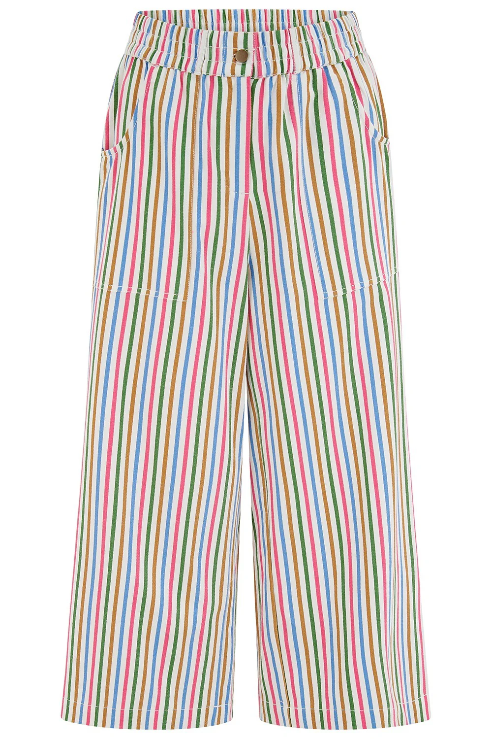 Charlene Cropped Trousers - Multi, Colourful Canvas Stripe - Image 7