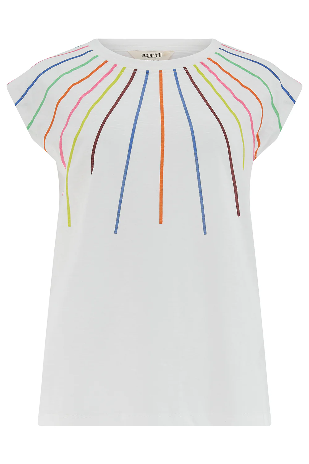 Chrissy Relaxed Tank T-Shirt - Off-White, Lazer Rainbow - Image 7
