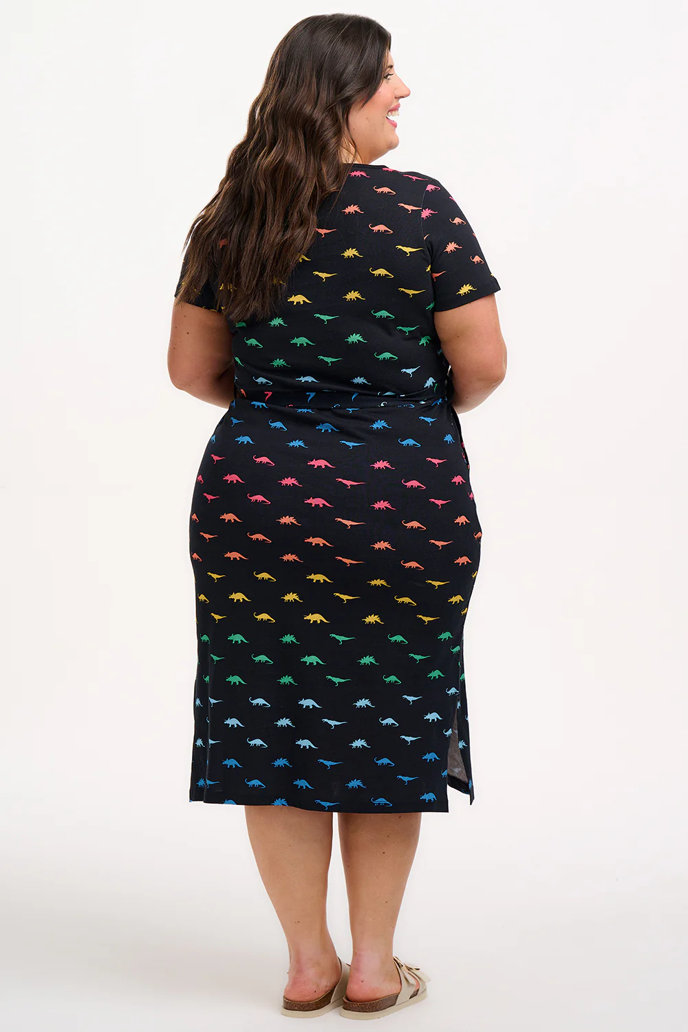 Flissy Jersey Midi Dress - Black, Jurassic Jive Rainbow - Image 6