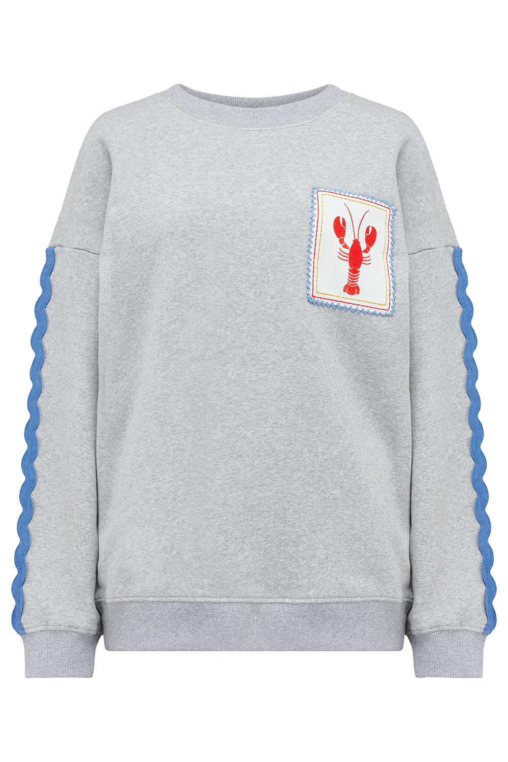 Eadie Relaxed Sweatshirt - Grey Marl, Lobster - Image 6