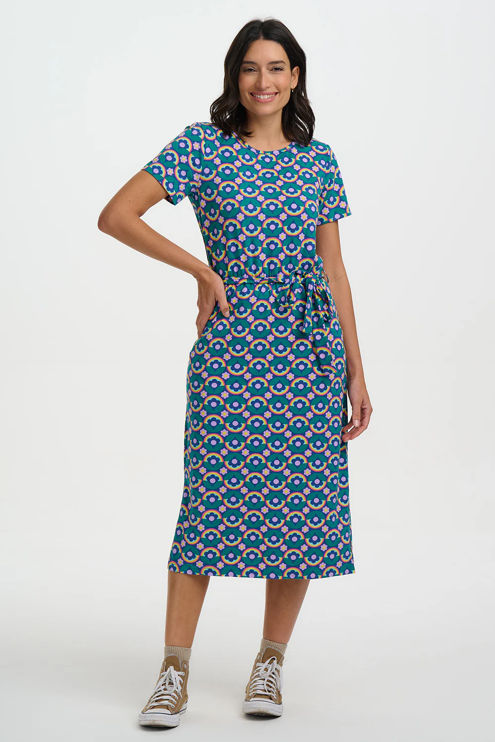 Flissy Jersey Midi Dress - Navy, Kaleidoscope Daisy