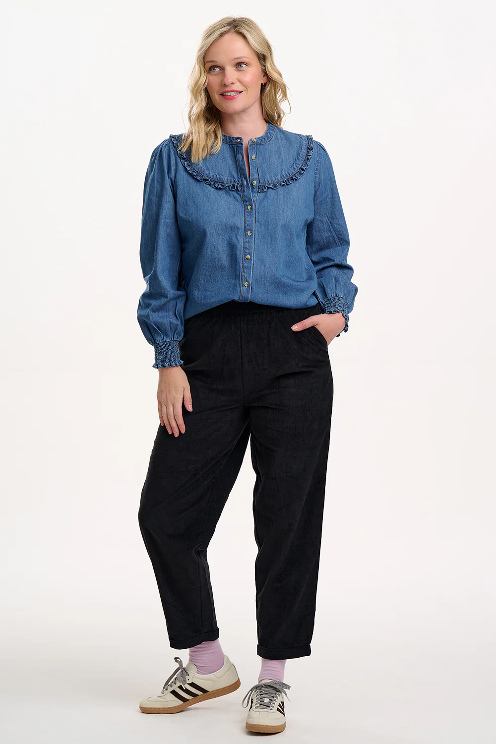 Heidi Frill Shirt - Washed Blue - Image 3