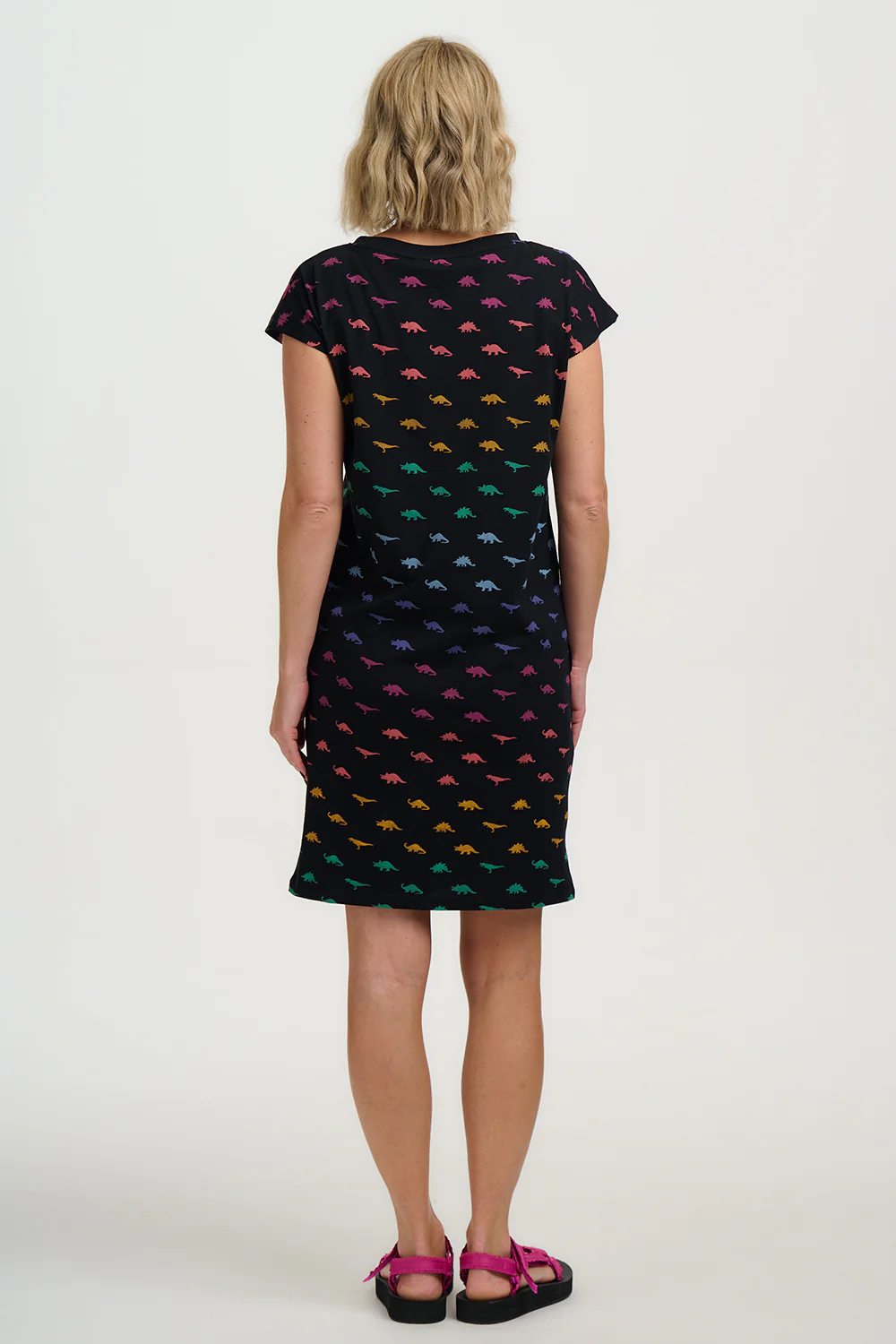 Katelyn Jersey T-Shirt Dress - Black, Jurassic Jive Rainbow - Image 4