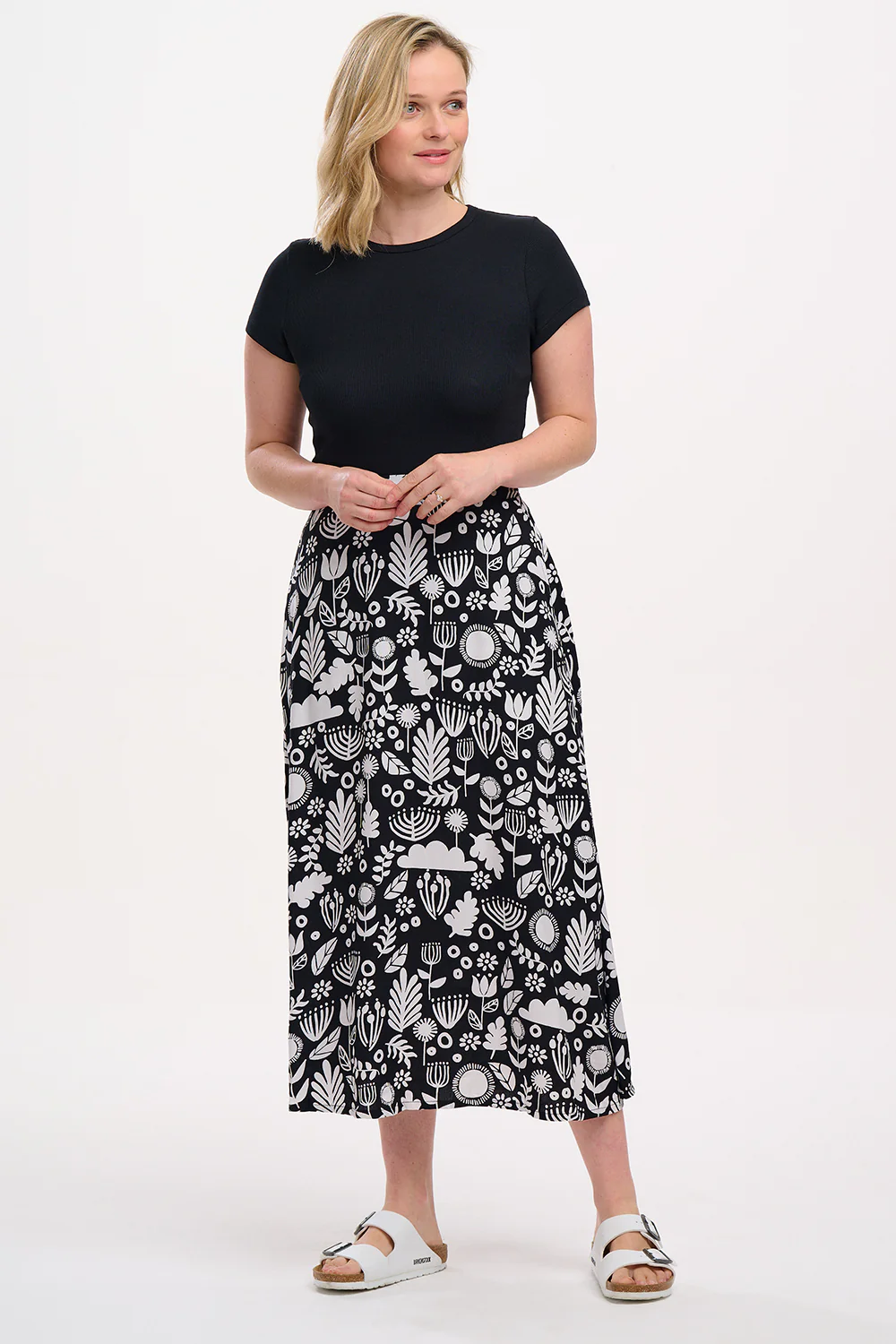 Krista Skirt - Monochrome, Folk Floral - Image 3