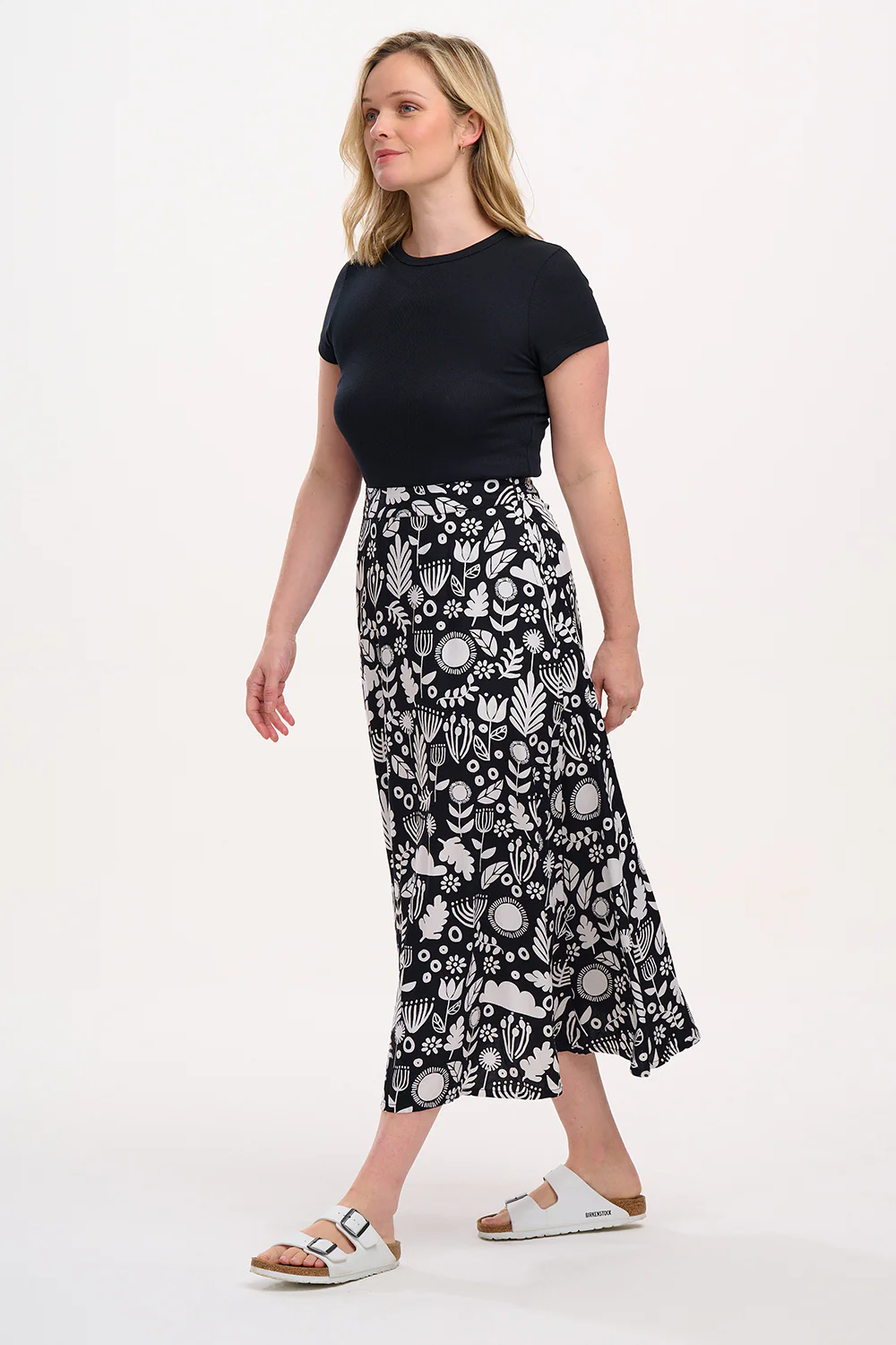 Krista Skirt - Monochrome, Folk Floral - Image 4