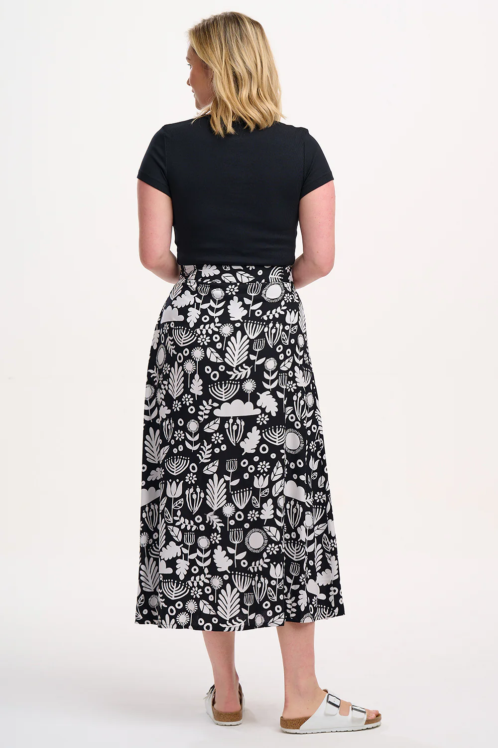Krista Skirt - Monochrome, Folk Floral - Image 5