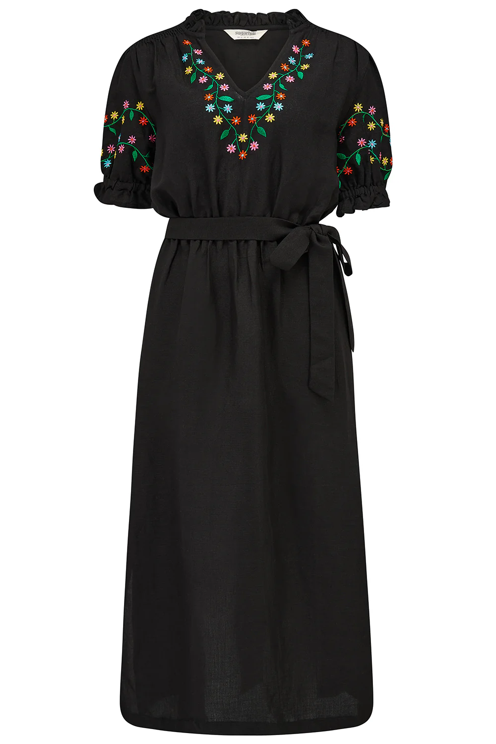 Lainey Midi Dress - Black, Floral Vine - Image 5