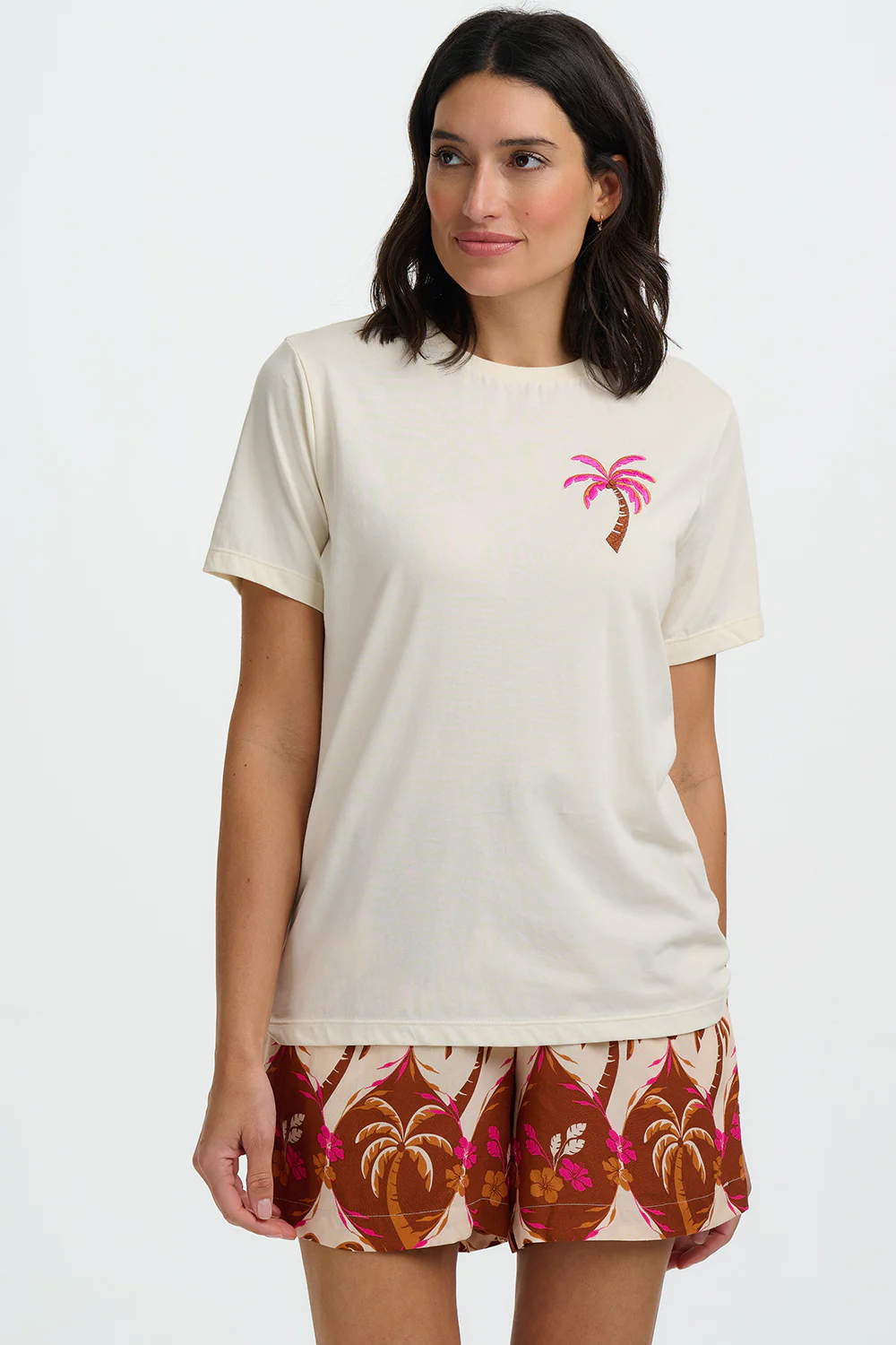 Luna T-Shirt - Off White, Palm Placement - Image 2