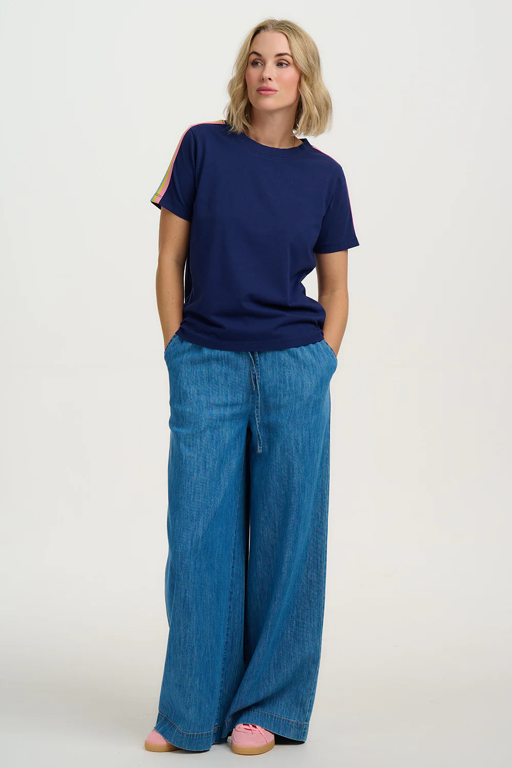 Macy T-Shirt - Navy, Acid Rainbow Taping - Image 3