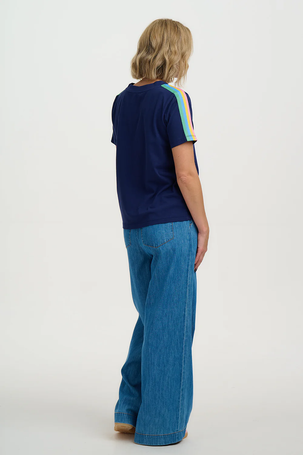 Macy T-Shirt - Navy, Acid Rainbow Taping - Image 4