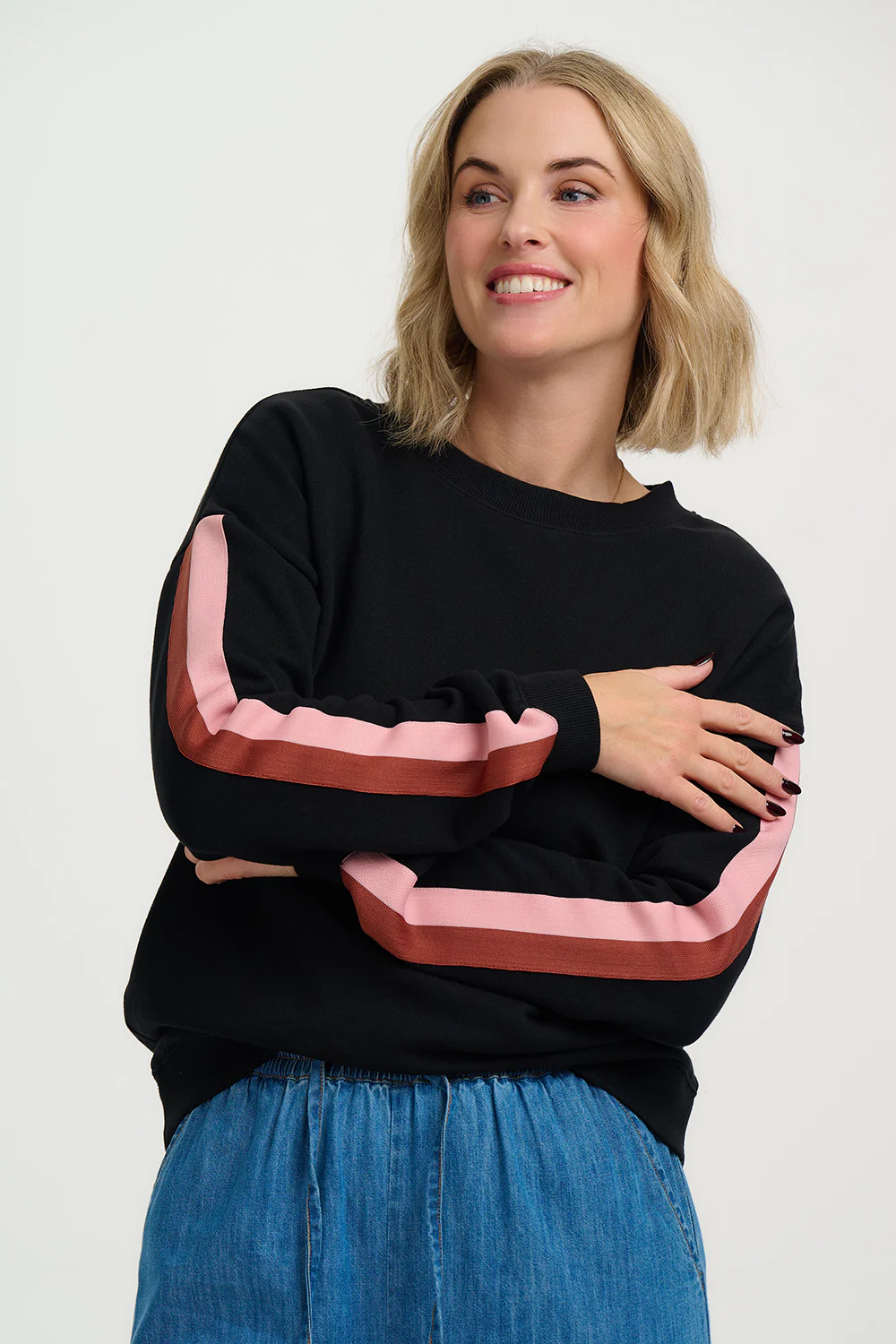 Magda Sweatshirt - Black, Two Tone Stripe - Image 3