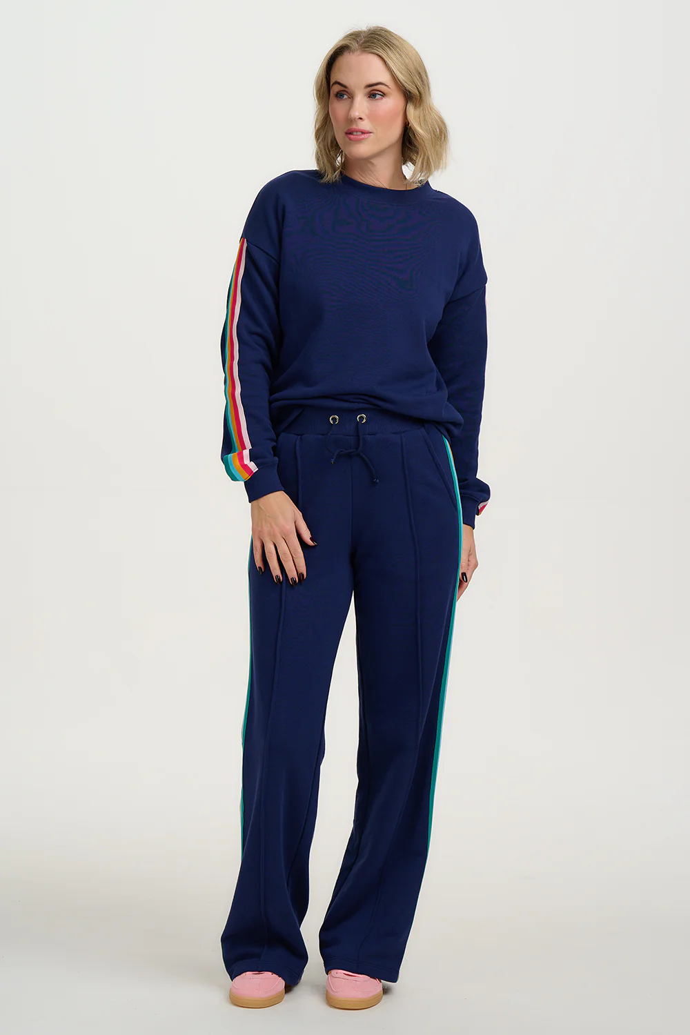 Magda Sweatshirt - Navy Rainbow Trim - Image 4