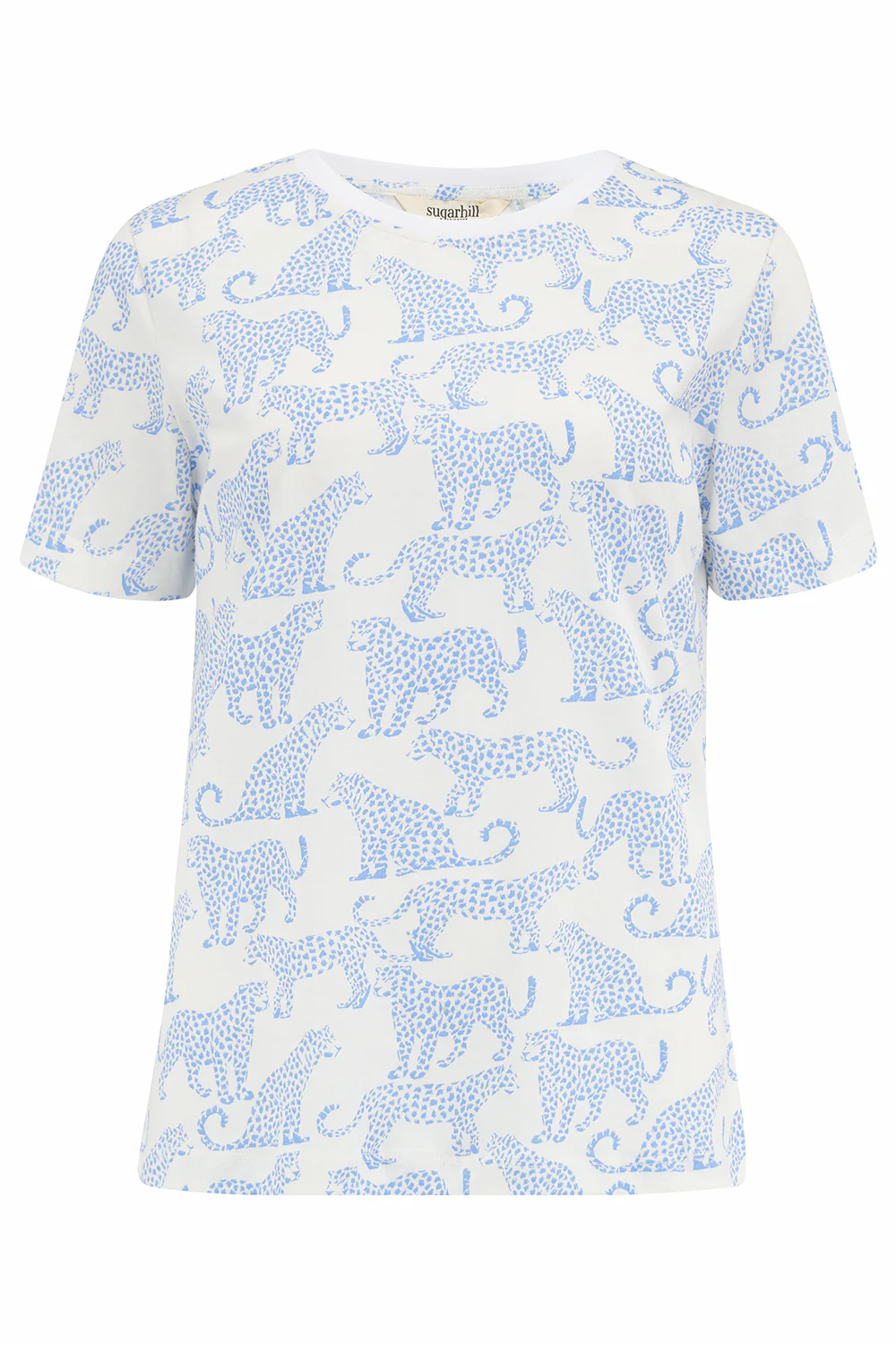 Maggie T-Shirt - Off-White/Blue, Leopard Spots - Image 5
