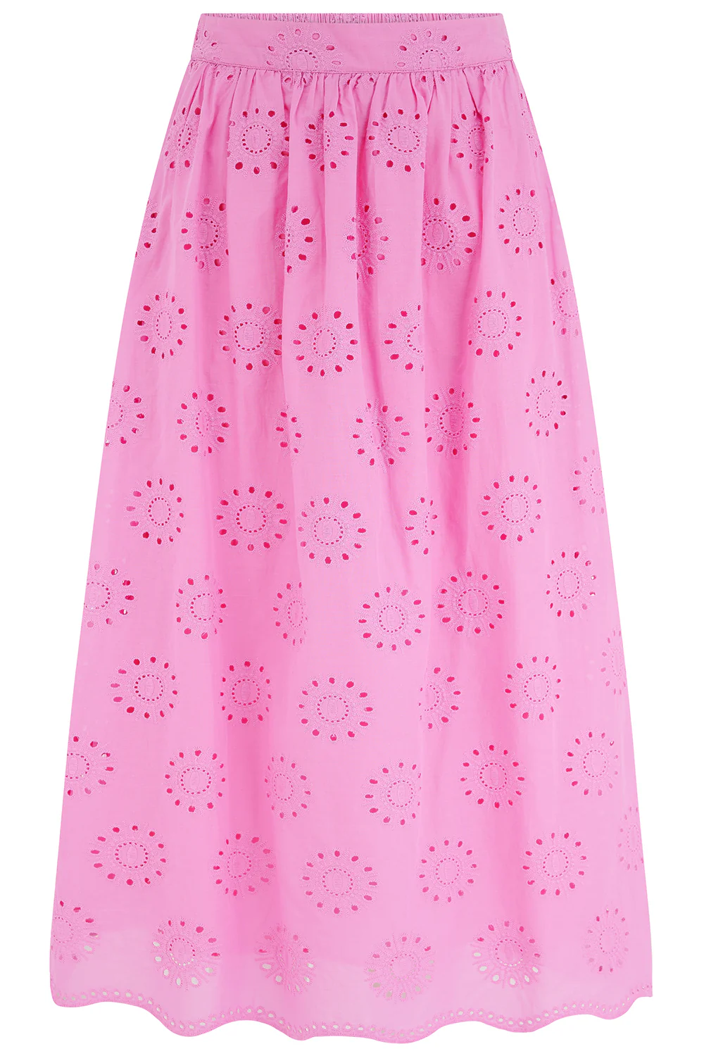 Nicola Broderie Anglaise Midi Skirt - Pink - Image 7