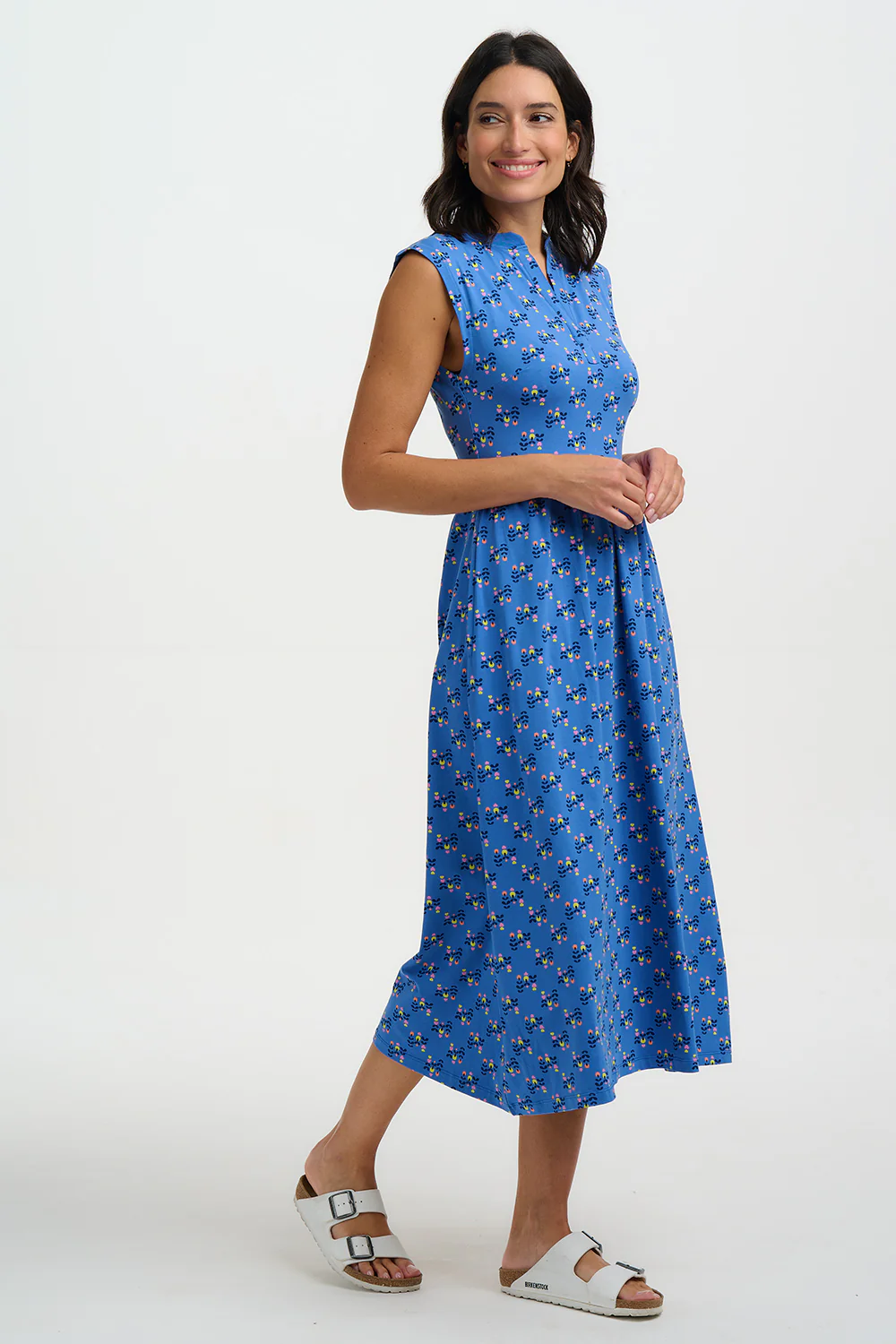 Nina Jersey Midi Dress - Blue, Folklore Twist - Image 4