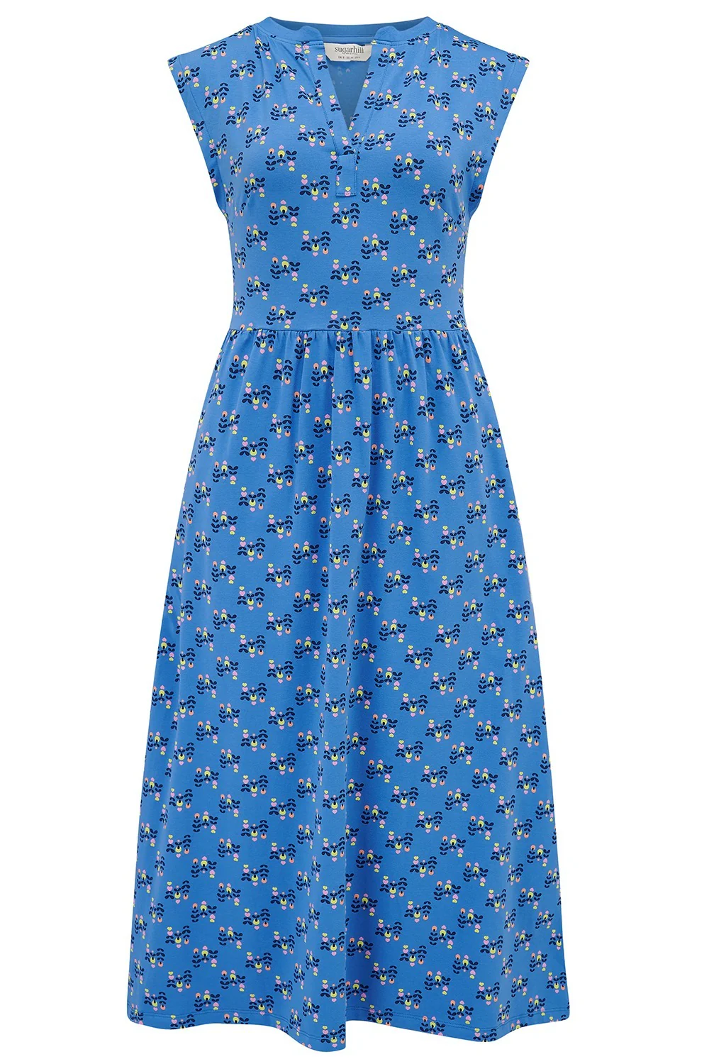 Nina Jersey Midi Dress - Blue, Folklore Twist - Image 6