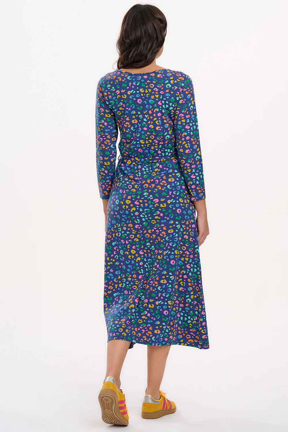 Pernella Midi Jersey Dress - Bright Navy, Mottled Leopard - Image 3