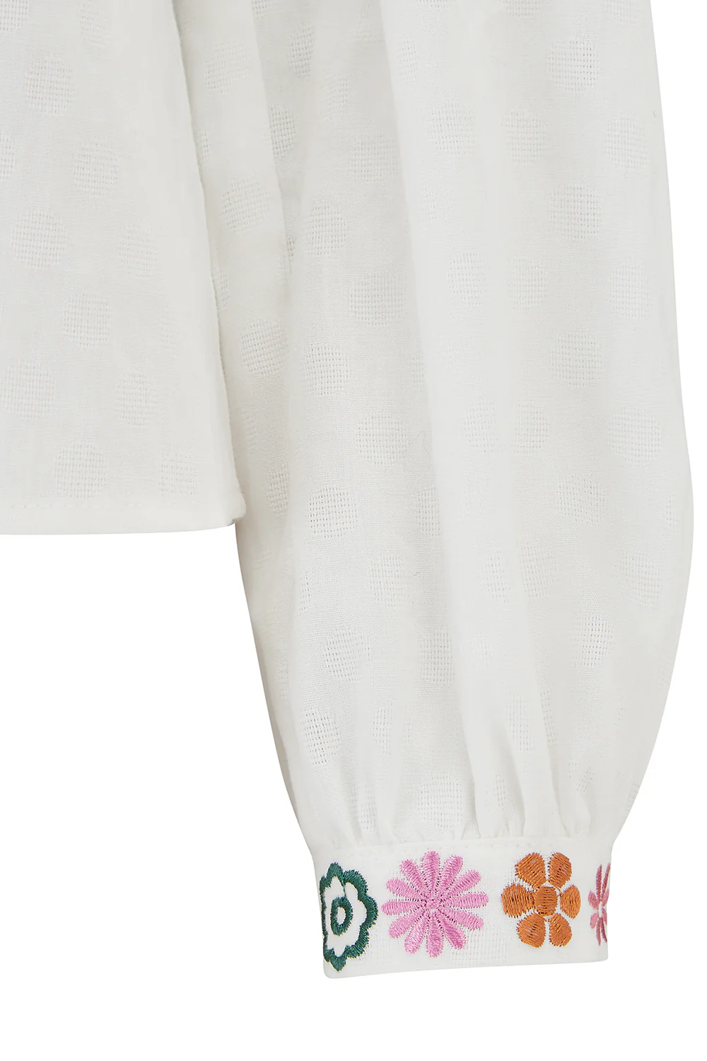 Regina Blouse - Off-White, Floral Cuff - Image 6