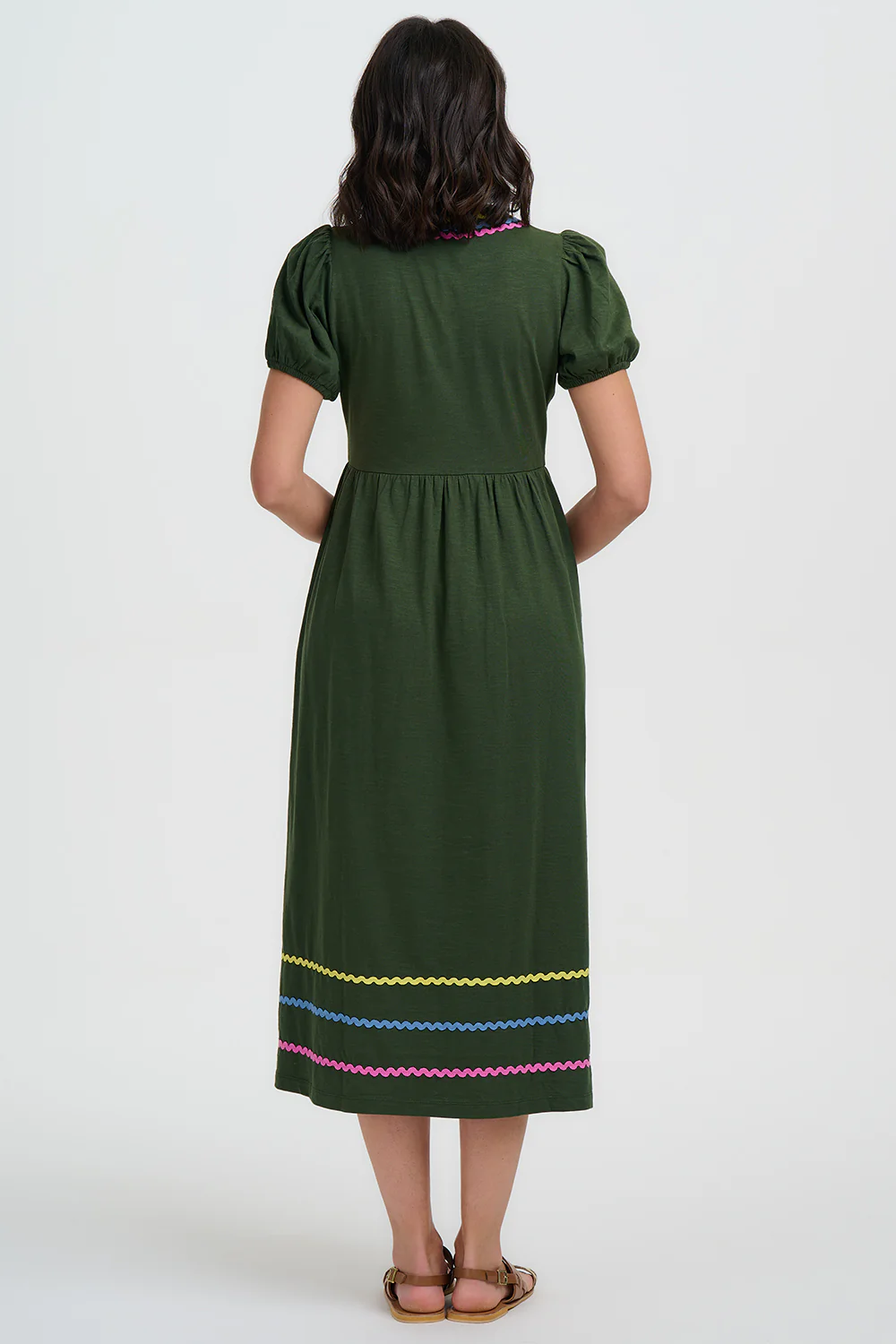 Renee Jersey Midi Dress - Olive, Ric Rac - Image 6