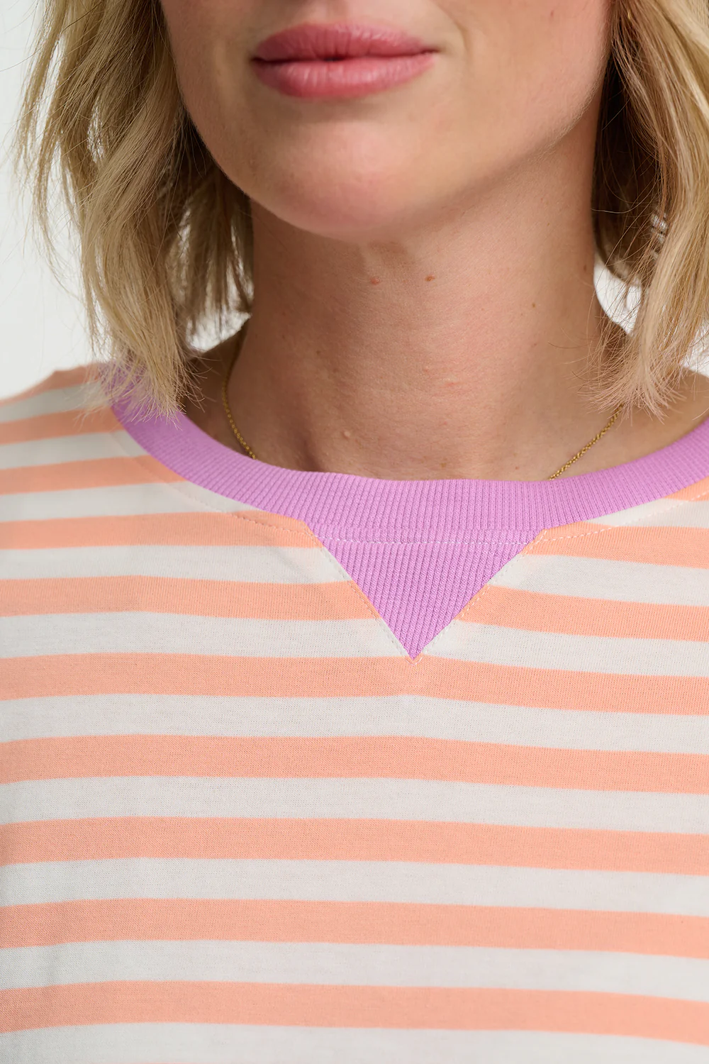 Riley Relaxed T-Shirt - Off White/Peach, Stripe - Image 2