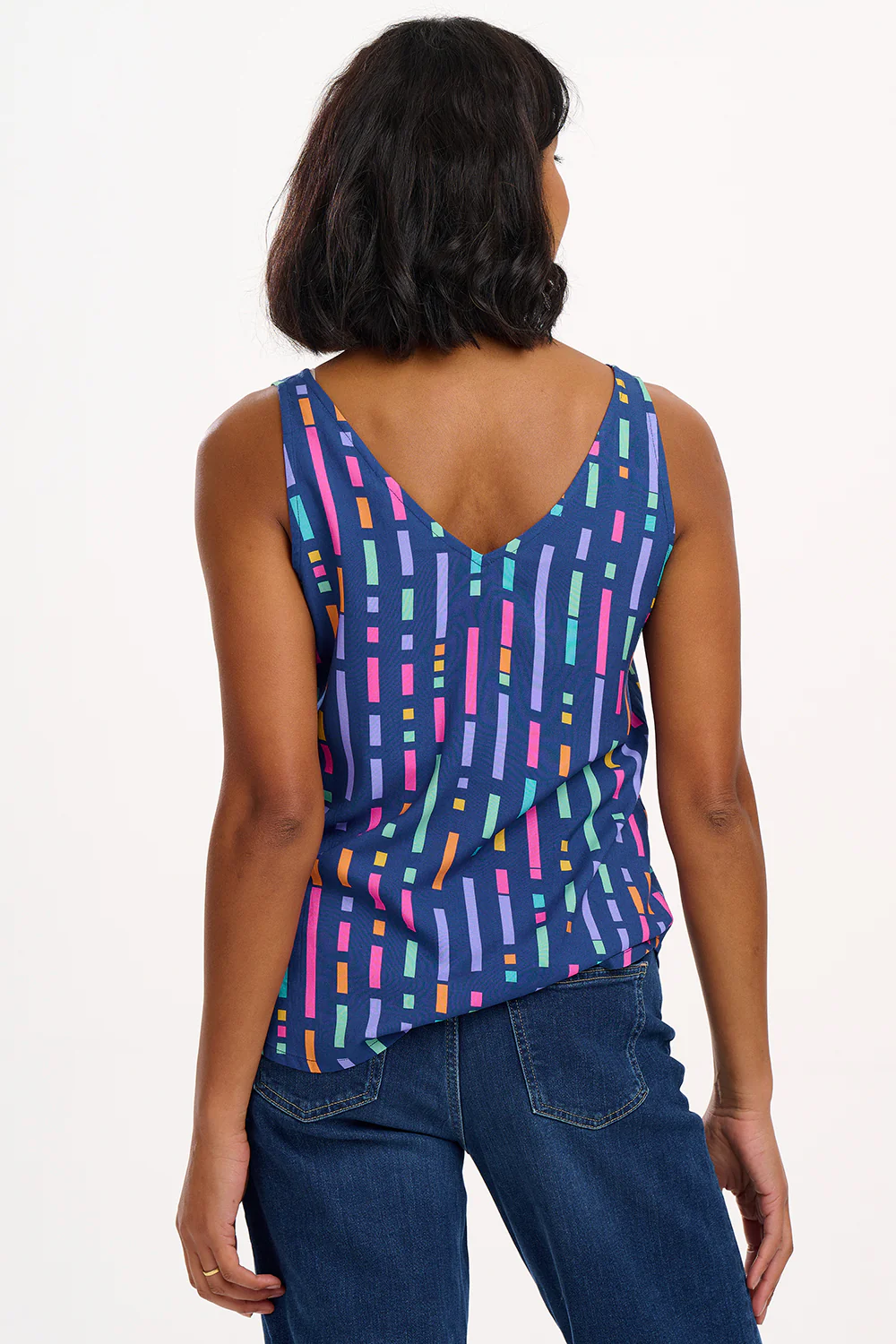 Romy Vest Top - Blue, Broken Lines - Image 4