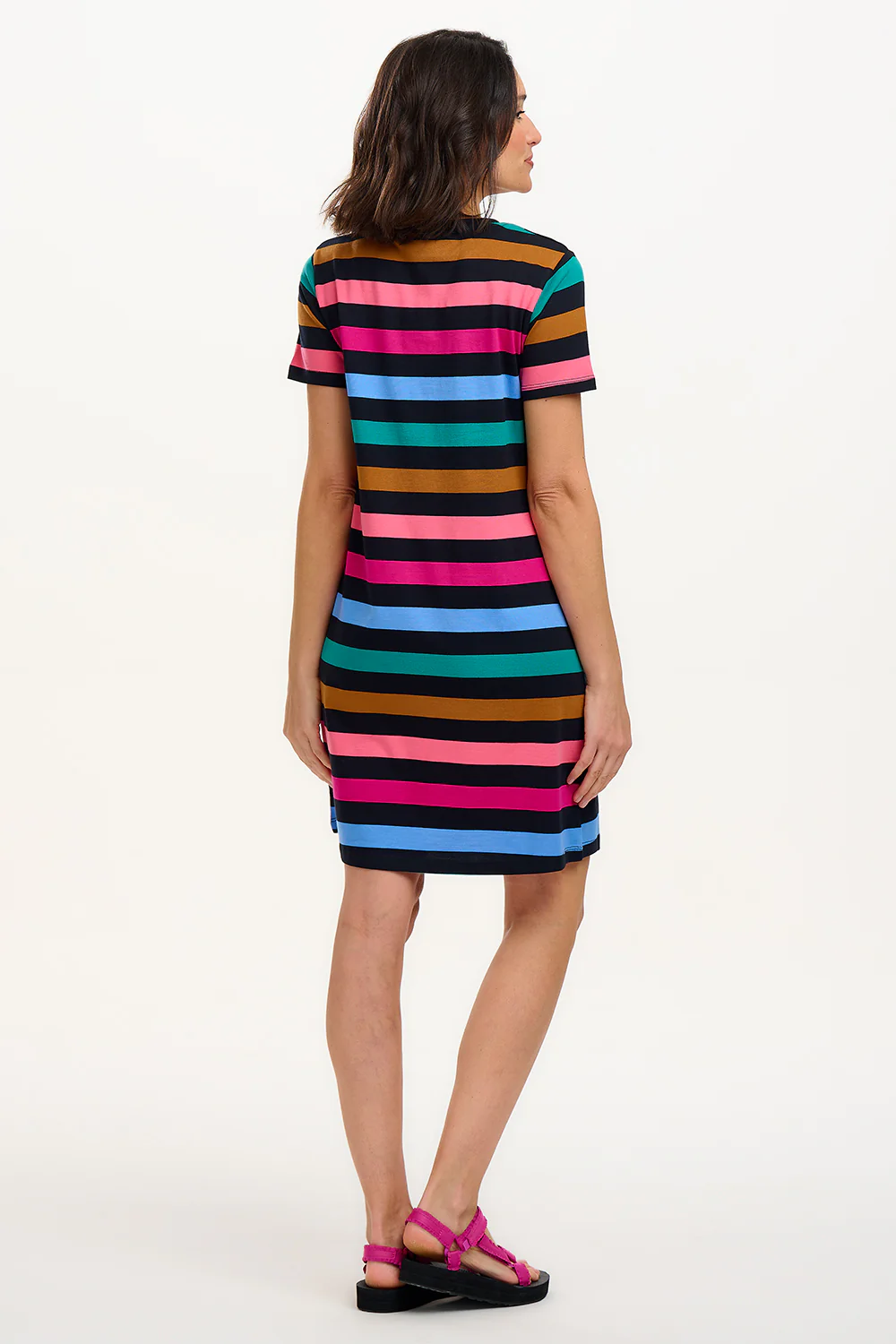 Sia T-Shirt Dress - Black/Multi, Alternating Stripes - Image 5