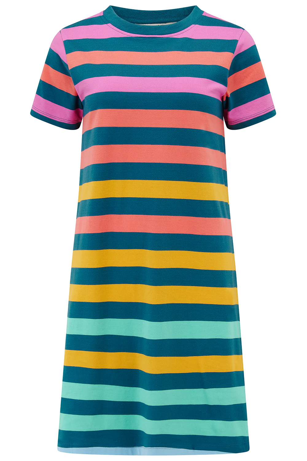 Sia T-Shirt Dress - Green/Multi, Staggered Pop Rainbow - Image 8