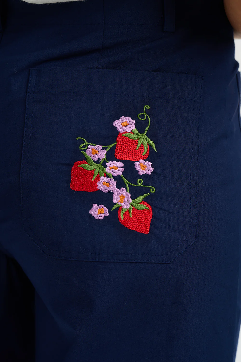 Skye Cropped Trousers - Navy, Wild Strawberry - Image 3