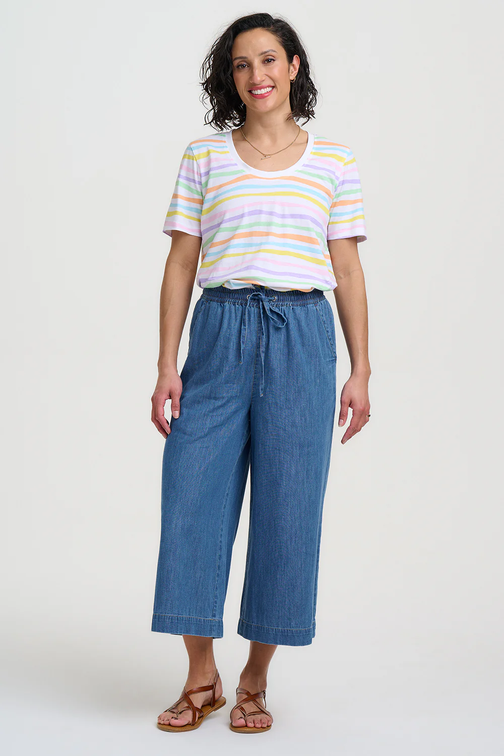 Sylvie T-Shirt - White, Floaty Waves - Image 3