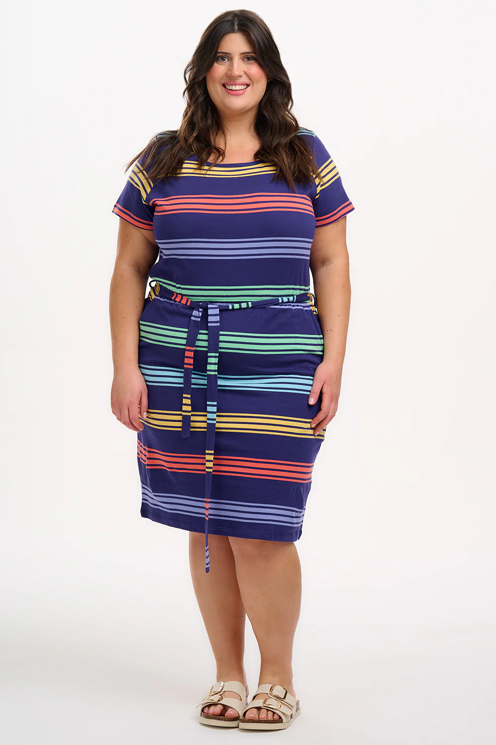 Terri Jersey Mini Dress - Navy, Malibu Stripe