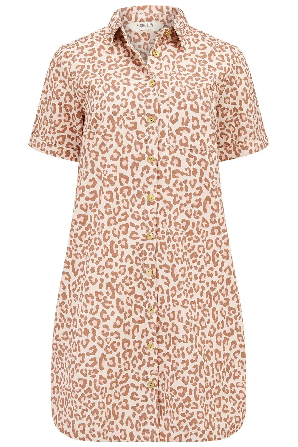 Zoe Mini Shirt Dress - Stone, Classic Leopard - Image 5